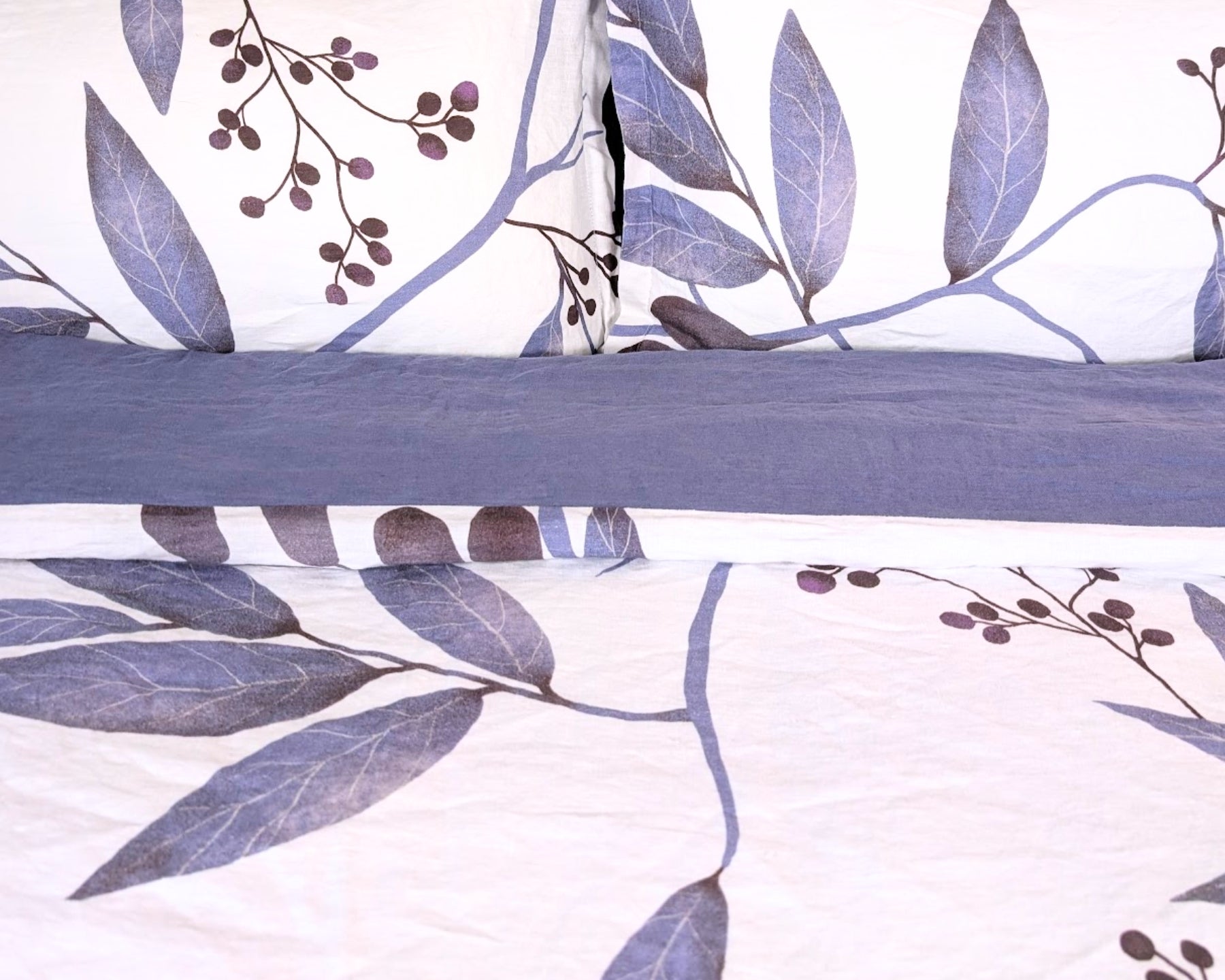European Linen Duvet Cover Set | Blålig Print
