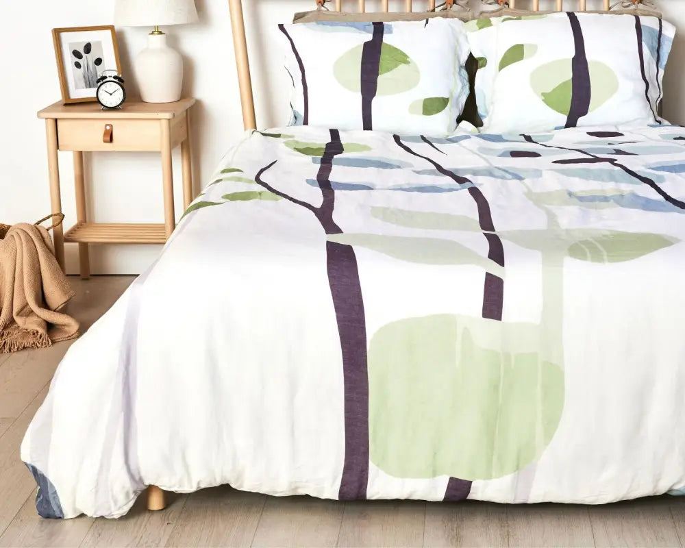 European Linen Duvet Cover Set | Skov Print - Euro-Single / Standard - Duvet Cover Set