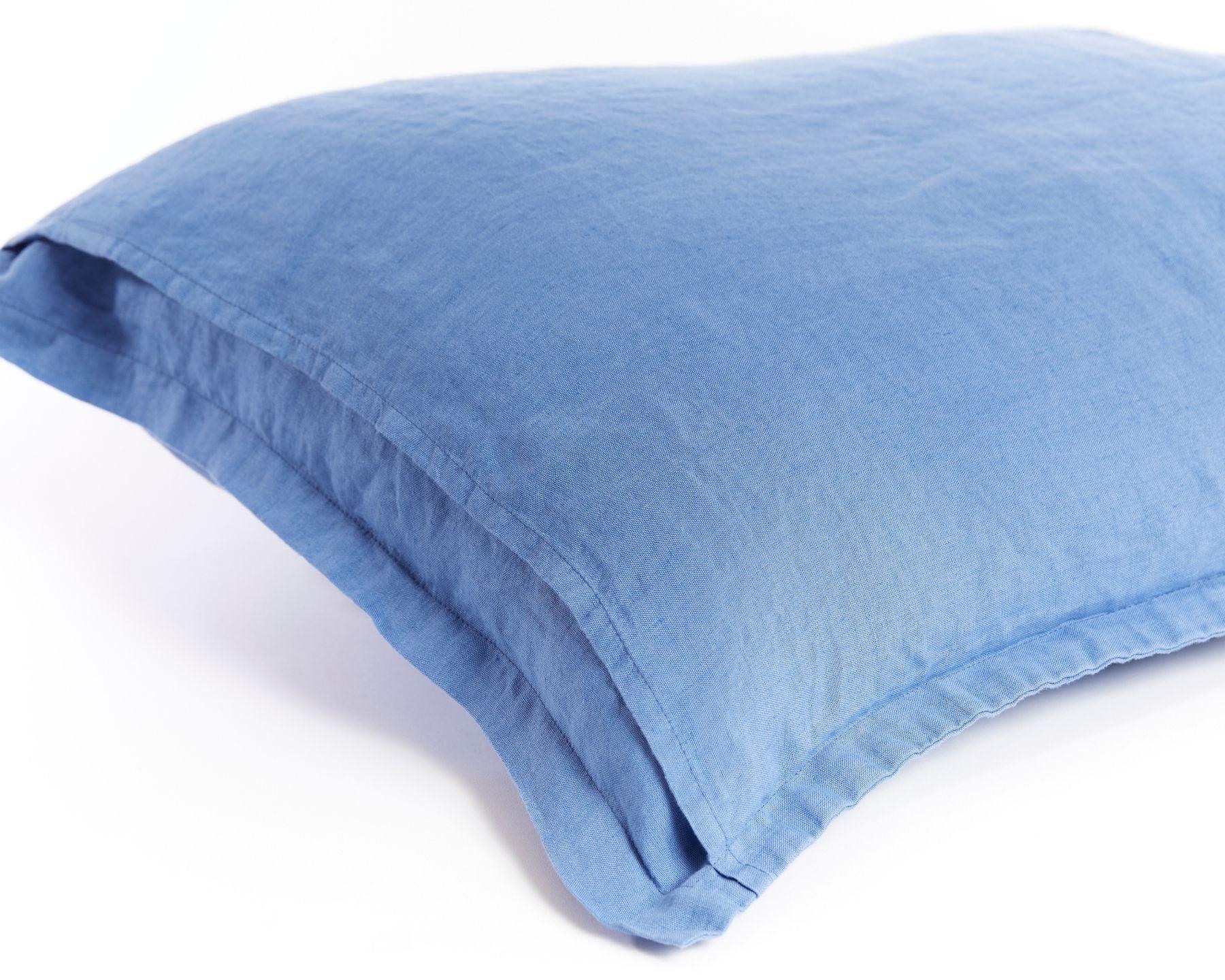 Light blue organic European flax linen pillowcases - Lyseblå (Hørblomst)